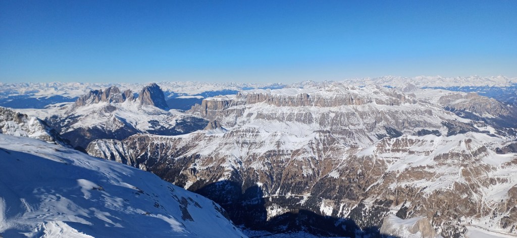 View of the Dolomites from the top of Marmolada.